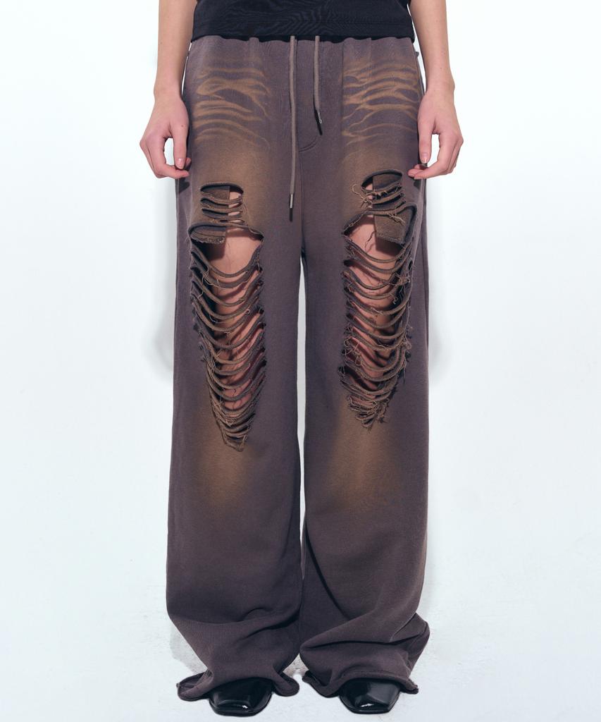 Nigaennikol Destroyed Cotton Lounge Pants_Charcoal