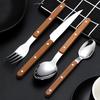 Geschirrset Klassisches Französisches Design 5-teiliges Edelstahl-Besteck mit Imitation-Holzgriff Spülmaschinenfest Besteckset Rostbeständig Steakmesser