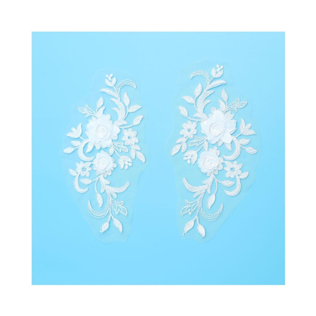 Off-White Car Bone Pair Flower Three-Dimensional Flower Lace Applique Accessories Embroidery Embroidery Cloth Sticker Wedding Dress Clothing Patch