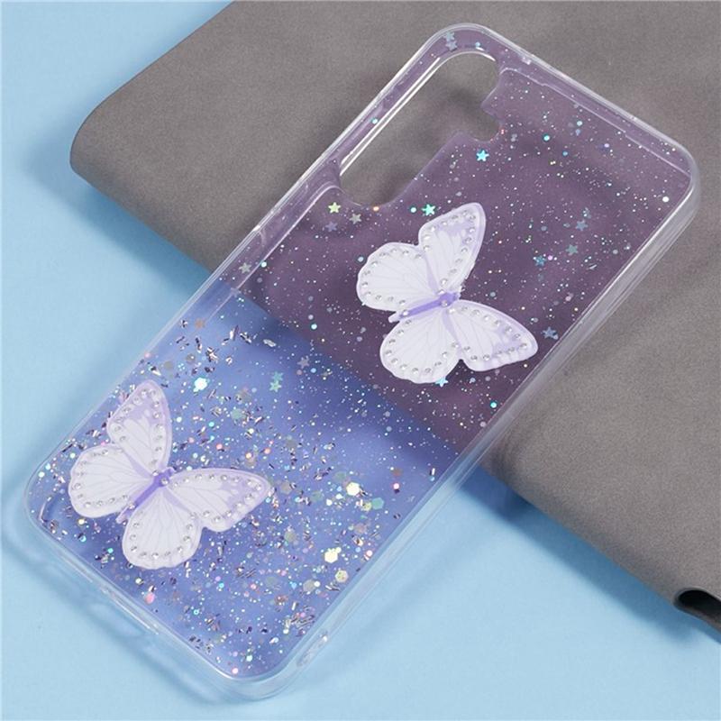 For Samsung Galaxy A55 5G Case with Screen Protector 2-in-1 TPU Phone Cover Aesthetic Butterfly