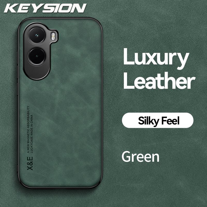 

KEYSION Роскошный Ретро Чехол из ПУ кожи для Xiaomi POCO M7 Мягкий Силикон+ПК Ударопрочная Задняя Крышка Телефона для Xiaomi POCO M7 4G for POCO M7 зелёный
