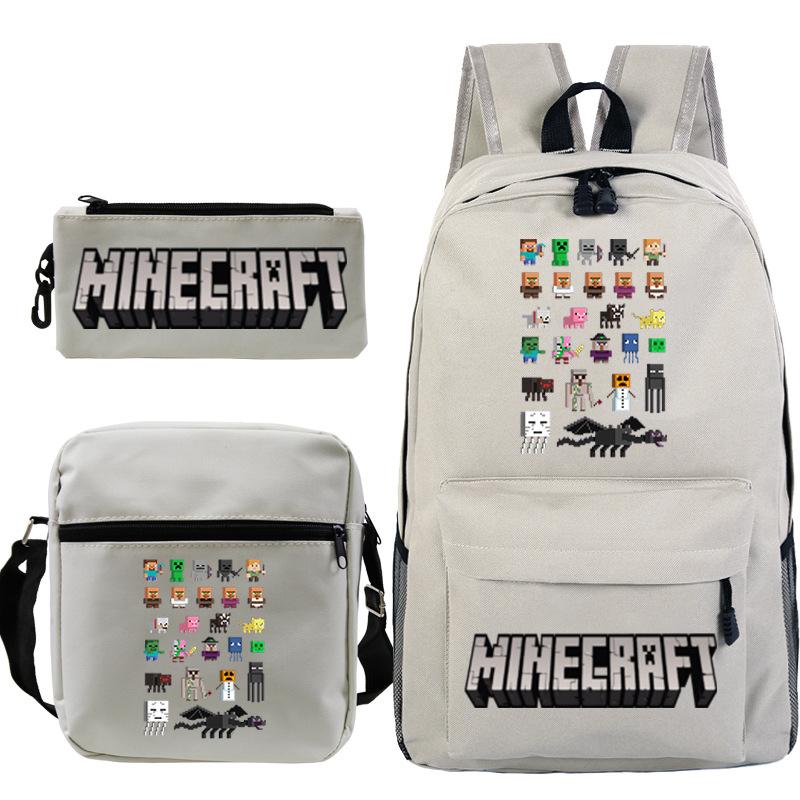 Minecraft Primary And Secondary School School Bag Children'S Backpack Backpack Shoulder Bag Pencil Case Three-Piece Set