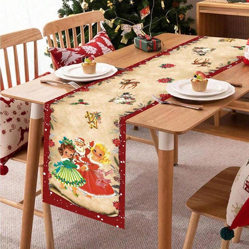 Christmas Ball Table Runner Merry Christmas Decorations For Home 2026 Cristmas Table Cover Navidad Noel Gift New Year Tablecloth