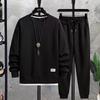 Spring Autumn Men's Suit Casual T-shirt + Shorts Suit Men's Tracksuit Solid Color Tracksuit Loose Suit