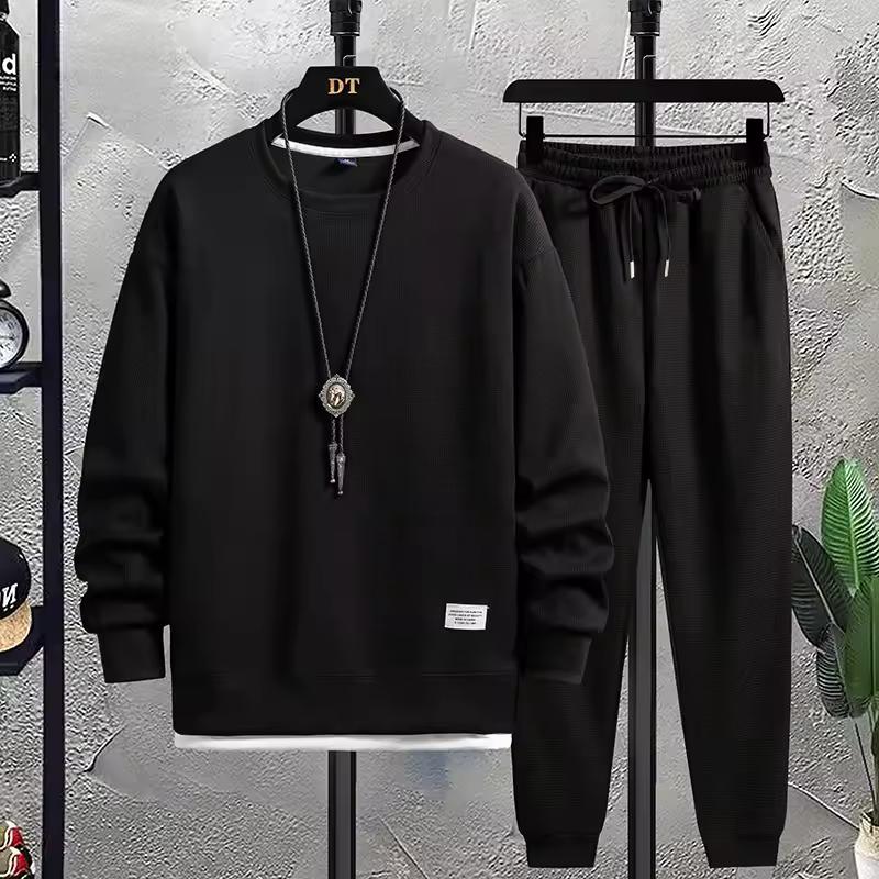 Spring Autumn Men's Suit Casual T-shirt + Shorts Suit Men's Tracksuit Solid Color Tracksuit Loose Suit