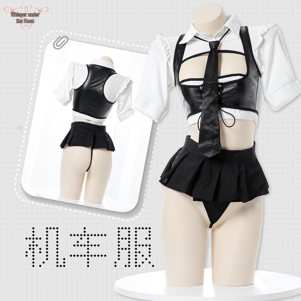 Moonlit Whispers: Sexy Lingerie & Tempting Hollow-Out Role-Play Costume Set