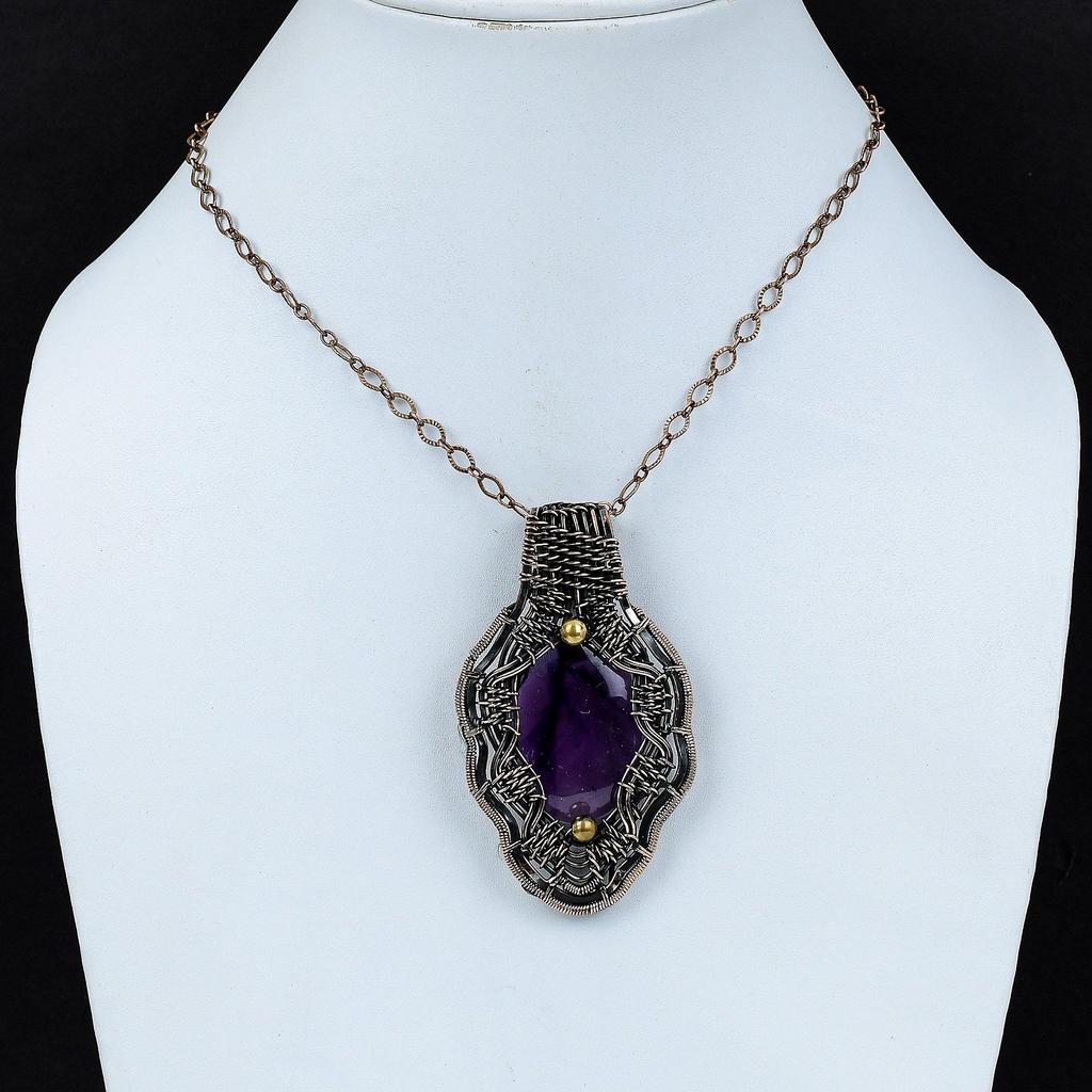 Star Amethyst Pendant Copper Wire Wrapped Pendant Gemstone Pendant Star Amethyst Jewelry Handmade Pendant Copper Wire Jewelry Gift For Mom