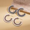 Simple drip geometric C-shaped texture silver needle earrings cold wind earrings