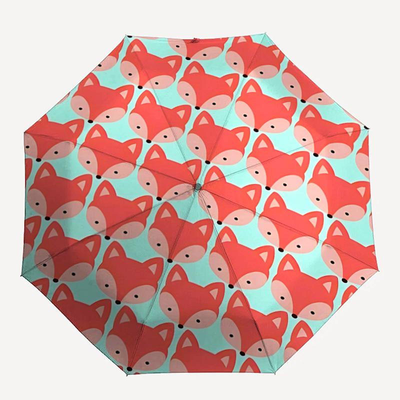 1pc Fox Pattern Automatic Folding Umbrella - Portable Collapsible Design, 8-Rib Iron Frame, Durable Fabric yy251125087