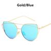 Vintage Cat Eye Sunglasses Rose Gold Mirror Woman's Sunglasses Metal Reflective Flat Lens Tourism Sunglasses Multi-color