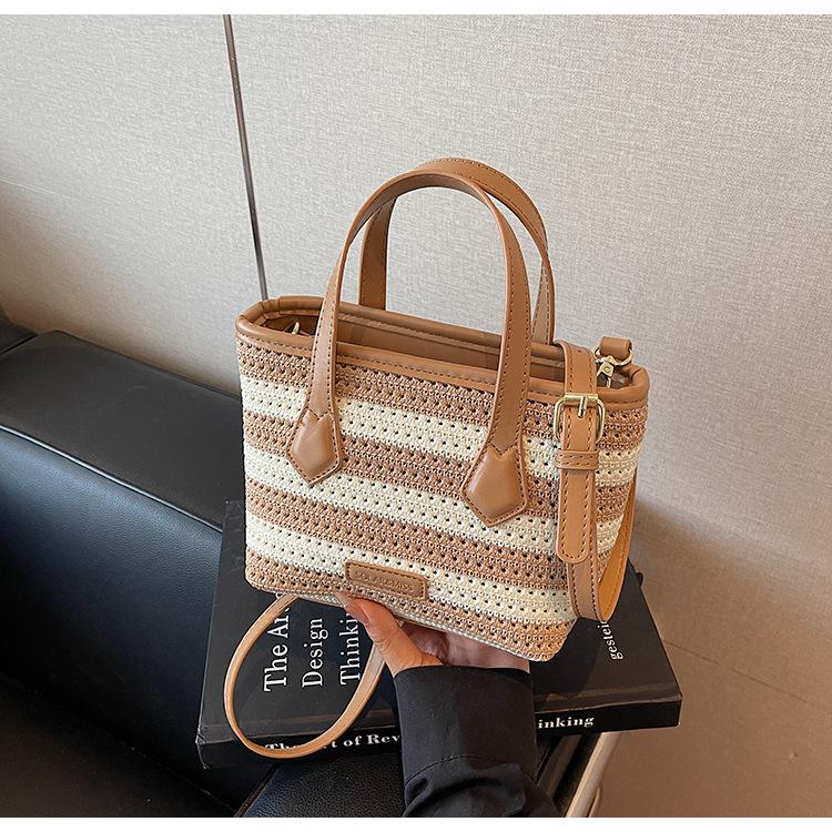 

Knitted woven bags women s summer new niche design is now popular messenger bucket bags
