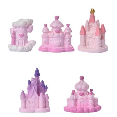 Castello delle fiabe Micro paesaggio Desktop Accessori per la decorazione di torte Ornamenti in resina del castello della luna da sogno