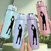 1PC Man Standing Black Silhouette 750ml Color Plastic Sports Water Bottle Leakproof Flip Straw Lid Suitable for Sports Office Home Use