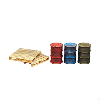 3Pcs 1:64 Garage Oil Tank Barrel Model Authentic Miniature Sculpture Hand Painting for Parking Lots