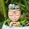Creative Elegant Love Girl Meditation Potted Plant Embellishment Pink Rose Face Vase Indoor Outdoor Garden Decoration