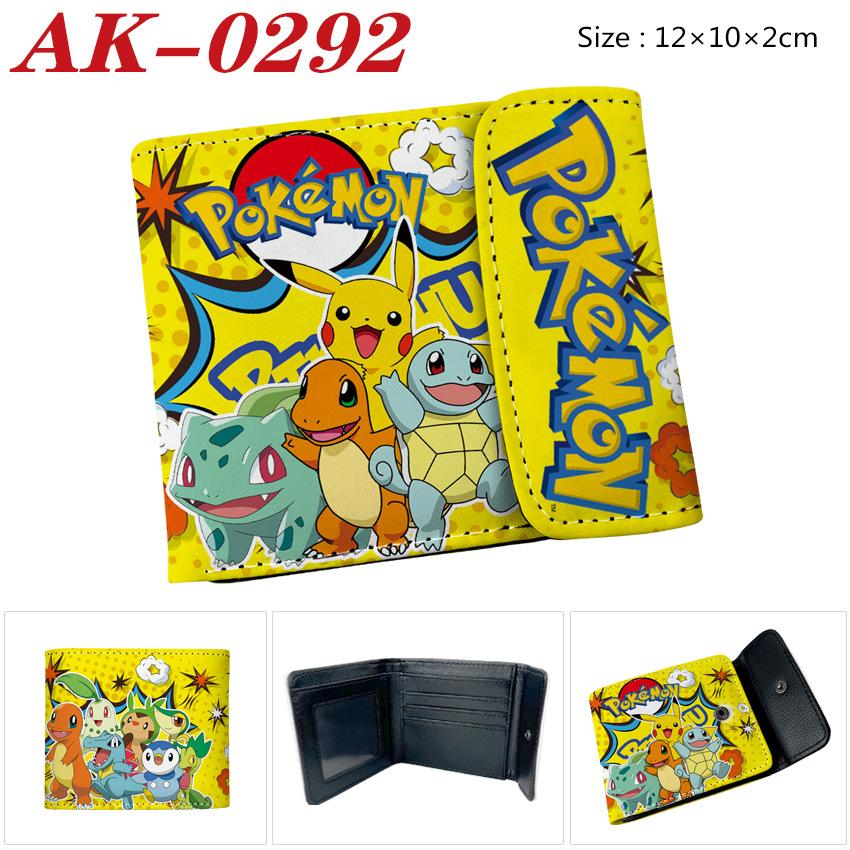 Pokemon Eevee Anime Full Color Snap Button PU Leather Short Wallet Card Holder Coin Purse for Men Women Students