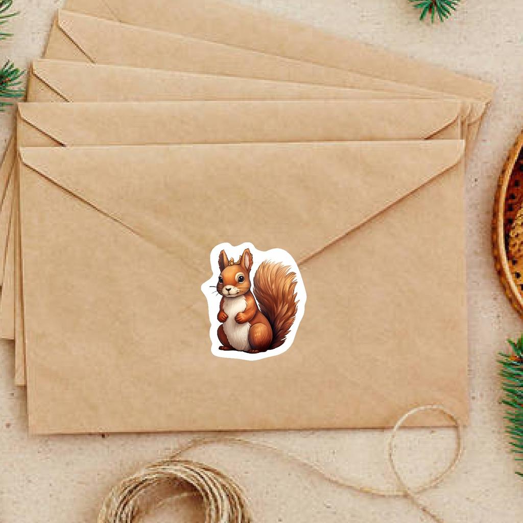 500/roll, Christmas, Creative Cartoon, Squirrel, Sealing Stickers, Gift Packaging, Envelope Stickers
