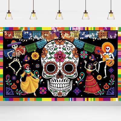 2D Zucker Schädel Skelett Kulisse für Dia de los Muertos Fotoshooting