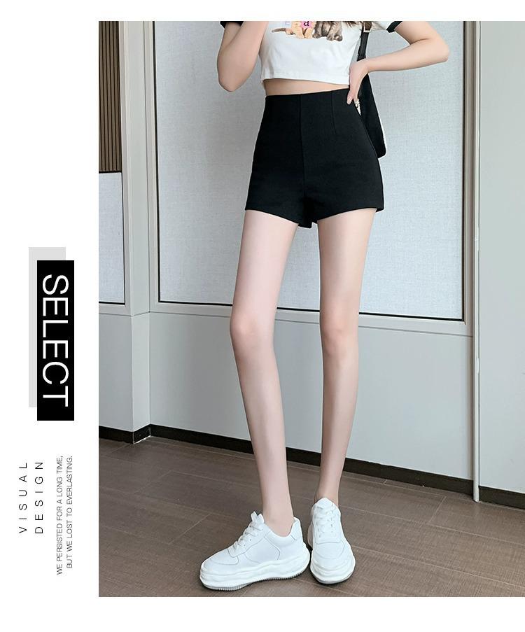 Women's High Waist Black A-Line Summer Shorts - Petite, Tight, Elastic, and Anti-Exposure