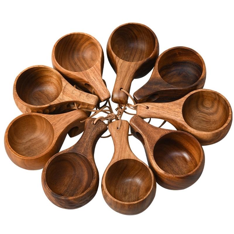 Kaffeelöffel aus Naturholz/Kaffeebrühbecher mit präziser Messung für gleichmäßiges Brühen und natürliche Holzmaserung