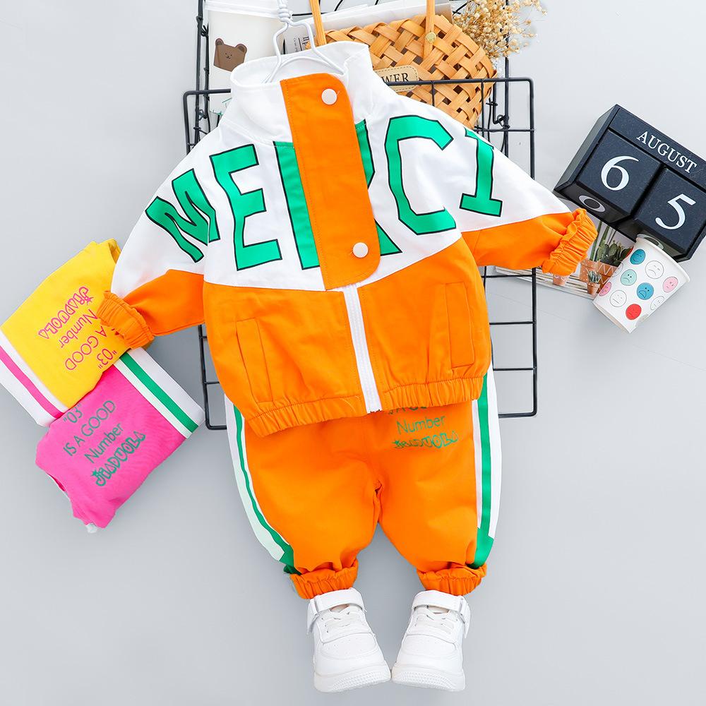 Moda Primavera Autunno Neonata Vestiti Bambini Ragazzi Casual Lettera Giacca Pantaloni Due Pezzi Set Bambino Cotone Costume Bambini Tute
