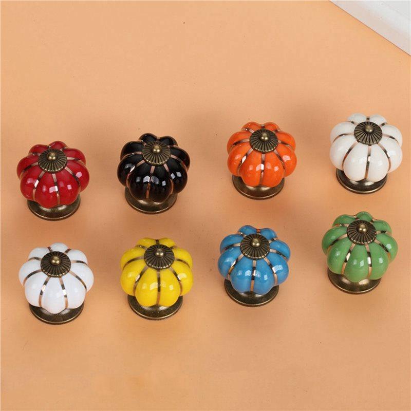 Premium-24Pcs Pumpkin Handles 38Mm Drawer Knobs Cupboard Door Handles Single Hole Cabinet Handles