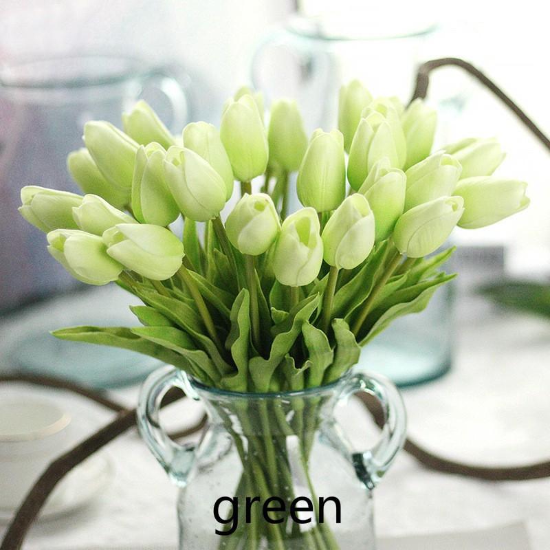 

10 шт., имитация тюльпана, тюльпан, роза, искусственный цветок из латекса, настоящий сенсорный свадебный букет, домашний декор, свадебное украшение зелёный