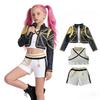 3-teiliges Kpop-Kostüm Rumi Sängerin Tanzkleid 3D-Druck Mädchen Halloween Weihnachts-Kostüme Cosplay Ausgefallene Bühnenauftritts-Outfits