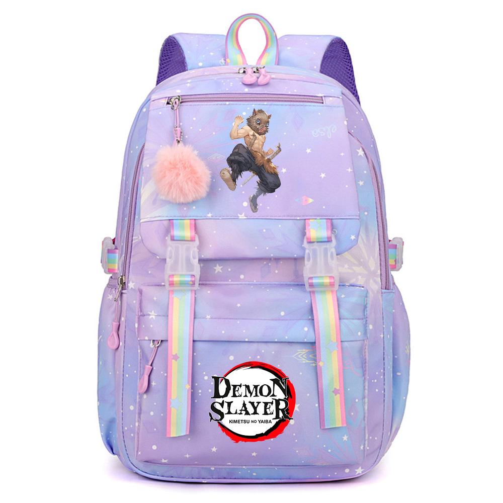 Roztomilý anime batoh s potiskem Demon Slayer pro dospívajícího studenta Školní taška Velkokapacitní Vodotěsná Cestovní taška Dárek