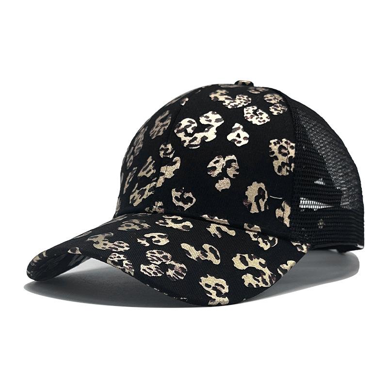 

E-commerce new printed baseball cap summer breathable splicing ponytail mesh hat men s and women s outdoor sunscreen visor M（56-58cm）