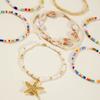 Bohemian holiday style acrylic shell woven anklet, beach style resin starfish anklet seven pieces