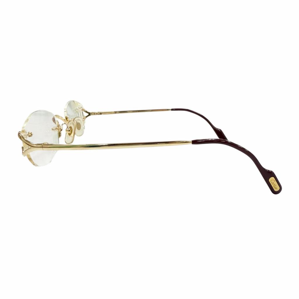 Great Cartier Glasses 2C decor Two Point Rimless gold mens Used