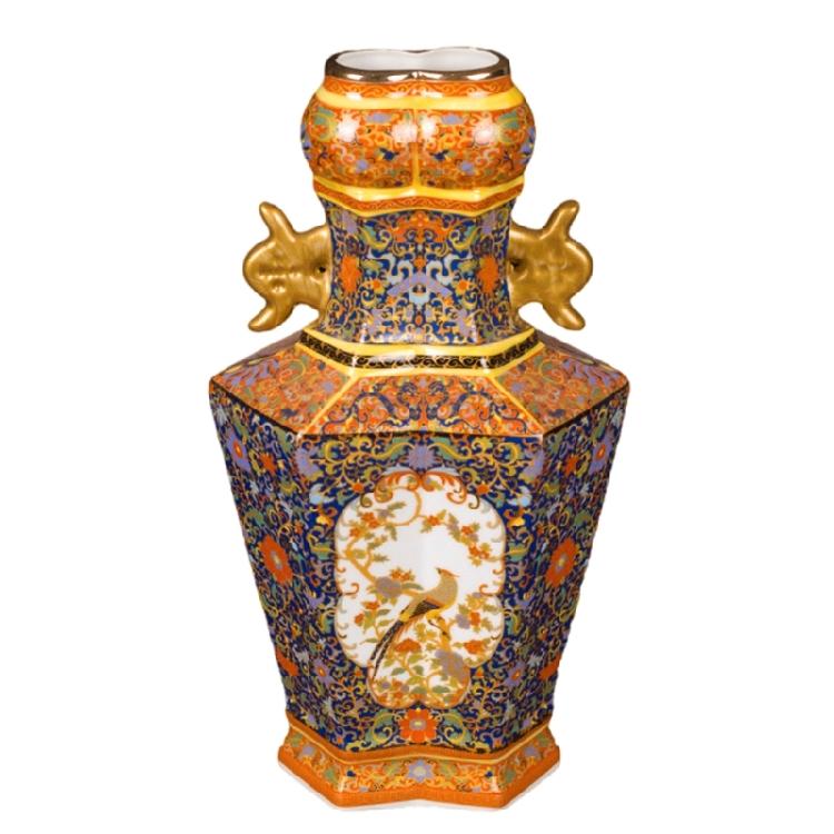 Elegant Chinese Ceramic Craft with Enamel Detailing Desk Ornament for Home Decoration and Gift Giving