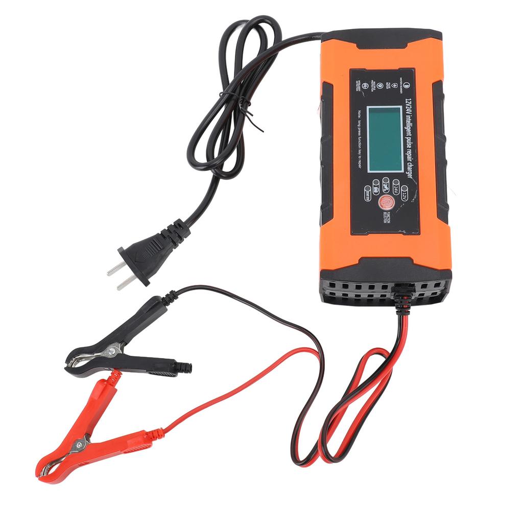12V 24V Intelligent Pulse Repair Charger with LCD Display Car VRLA Battery Charger for Lawn Mower Motorcycle