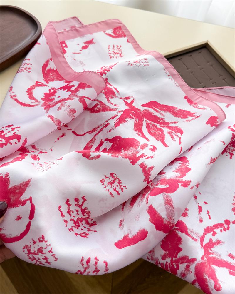 Women S Ink Printed Square Scarf Fashion Neck Sun Protection