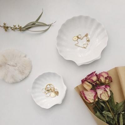 Ceramic White Shell Plate Jewelry Storage Trays Creative Shaped Plate Dinner Plate Household Breakfast Tableware Photo Props