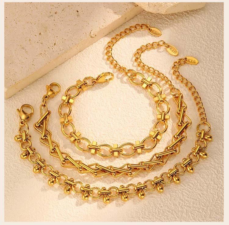 316L Stainless Steel Chunky Chain Bracelet for Women, 18k Gold Plated Waterproof Stackable Jewelry
