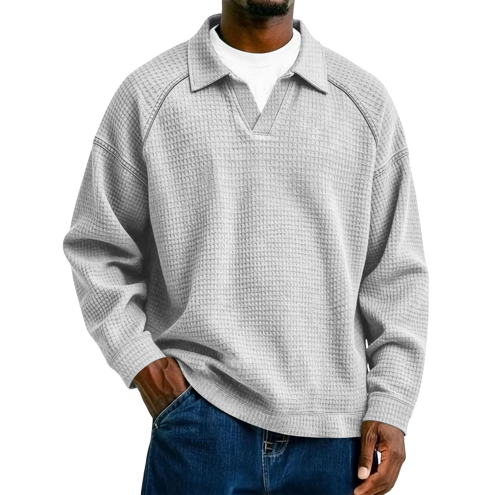 

Men s Knit Casual Collar Pullover - Long Sleeve Daily Wear XL білий