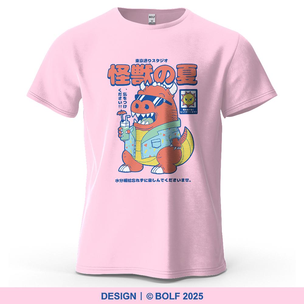 Monster Summer Cartoon Printed Men's T-Shirt Oversized Retro Japanese Graphic Tees for Women Tops Tees Streetwear