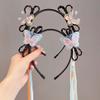 Chinese Style Butterfly Ribbon Headband Exquisite Embroidery Beads Girls Hanfu Headwear Tassel Bow Wigs Braided Hair Hoop Party