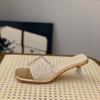Go Out High Heels Summer New Square Head Thick Heel Wear French Rhinestone Slippers