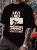 Live Aid Londýn 1985 Grafické tričko - Černé tričko s krátkým rukávem ve stylu Hip-Hop s obrysy členů kapely