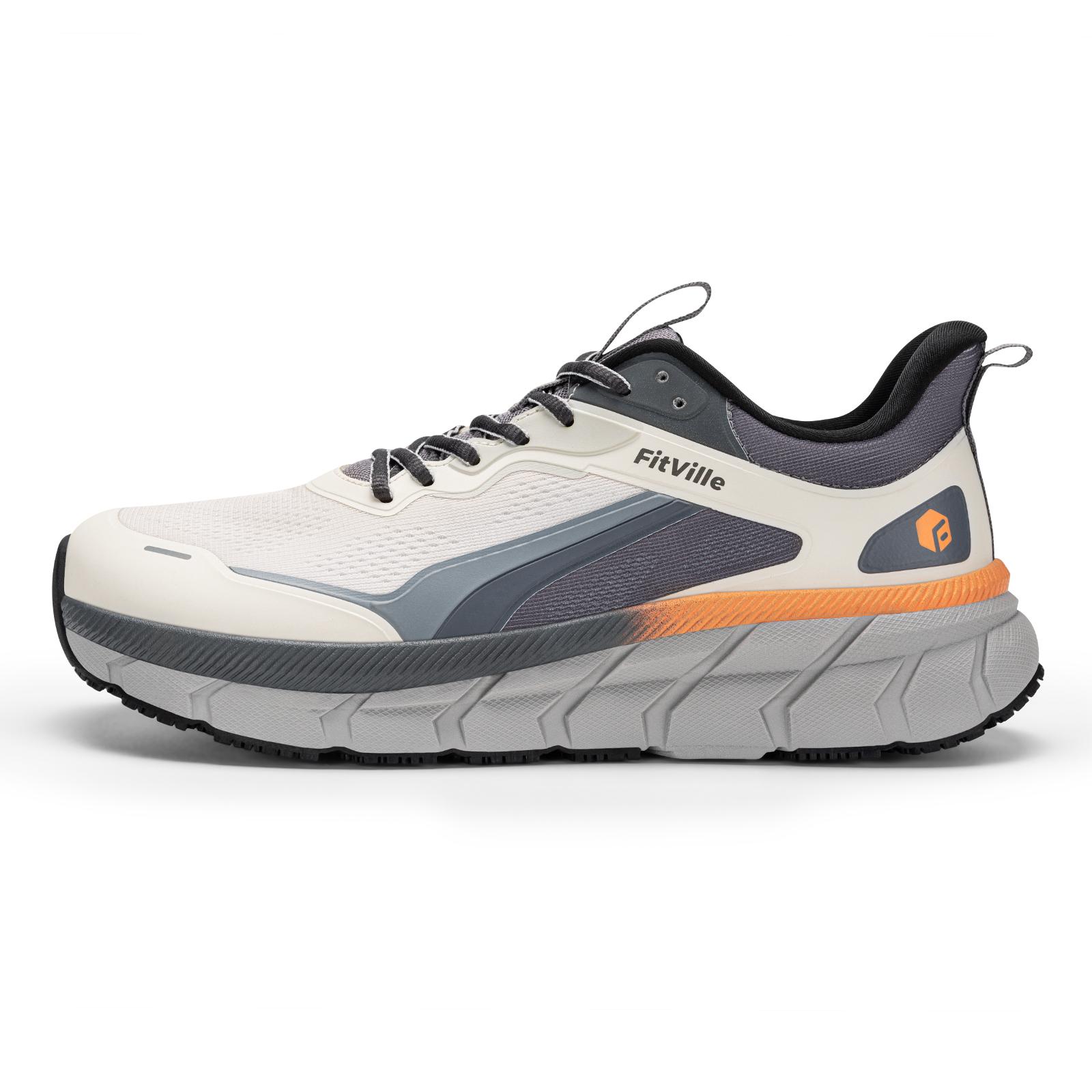 FitVille Extra Brede Heren Hardloopschoenen Ademende Casual Sneakers Gedempte Sportschoenen Jogging Schoenen voor Mannen Antislip Boogondersteuning 41 gray