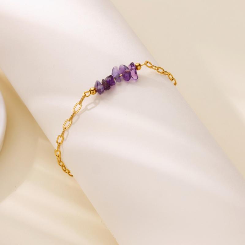 Bohemian Bracelet Women's Niche High-end Imitation Agate Irregular Gravel Summer Stainless Steel Bracelet