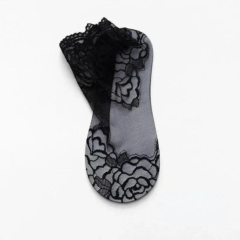 20 Paare Lolita Spitze Unsichtbare Damen Socken Sommer Dünne Sektion Hohl Mesh Spitze Blume Baumwollsohle Bequeme Atmungsaktive Socke