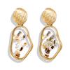 Woman Fashion Retro Shells Geometric Irregular Square Pendant Earrings