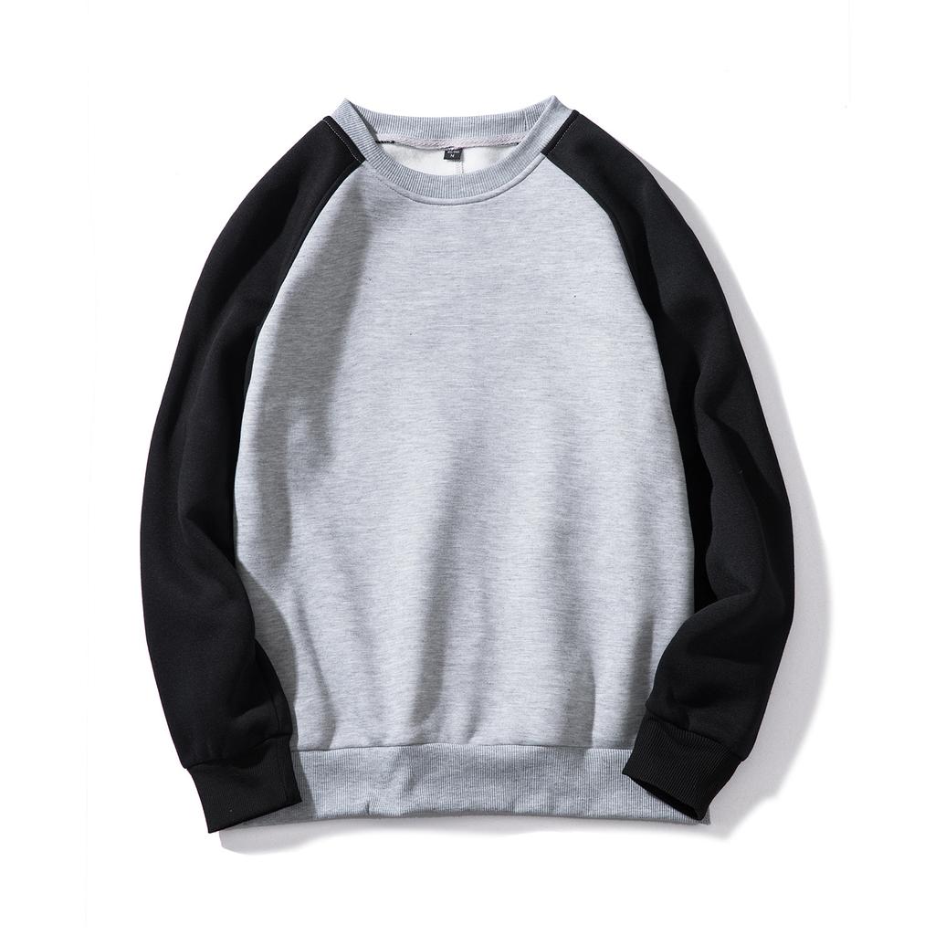 Sweatshirt Men Retro Style Trend Solid Colour Insert Colour Round Neck Sweater Spring and Autumn Long-sleeved Pullover Shirt