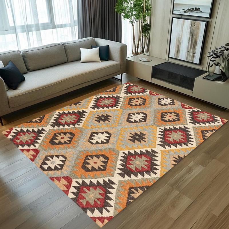 Bohemian Tribal Paski Prostokątny Dywan Geometryczny Wzór Kilim Dekoracja Domu Mata Nieślizgający Dywanik Podłogowy Dywanik do Salonu Zmywalny
