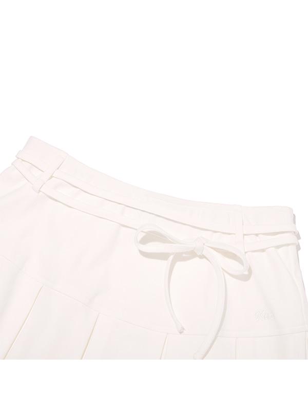 Kirsh Ribbon Point Pleated Skirt Pants [White]
