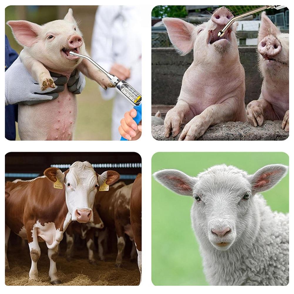 M-Modern-Veterinary Medicine Dispenser, Sheep Drench Gun Adjustable Veterinary Metal Feeding Gun Continuous Drench Gun